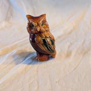 2/16$ Vintage Brown and Amber Ceramic Owl Figurine